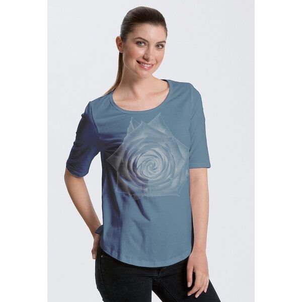 Peaces.bio - handbedruckte Biomode Bio-Halbarm Shirt Rose Damen