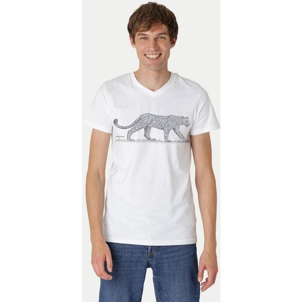 Peaces.bio - handbedruckte Biomode Bio-Herren-T-Shirt V-Neck Leopard