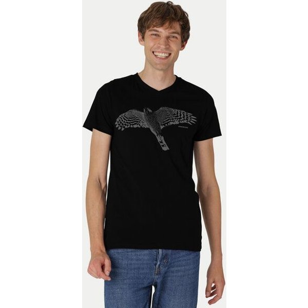 Peaces.bio - handbedruckte Biomode Bio-Herren-T-Shirt V-Neck Sperber