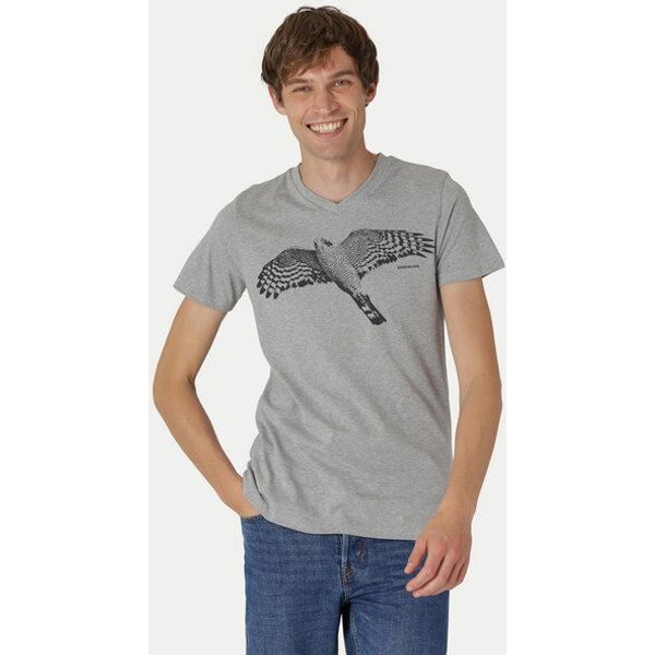 Peaces.bio - handbedruckte Biomode Bio-Herren-T-Shirt V-Neck Sperber