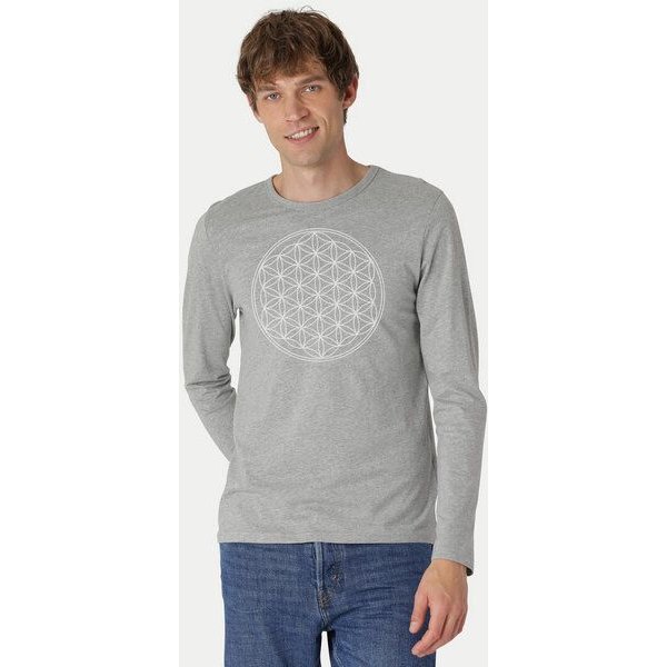 Peaces.bio - handbedruckte Biomode Bio-Herren-Langarmshirt "Die Blume des Lebens"