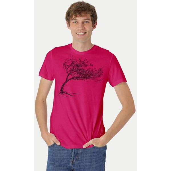 Peaces.bio - handbedruckte Biomode Bio-Herren-T-Shirt "Windy Tree"