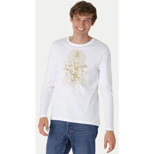 Peaces.bio - handbedruckte Biomode Bio-Herren-Langarmshirt Ganesha