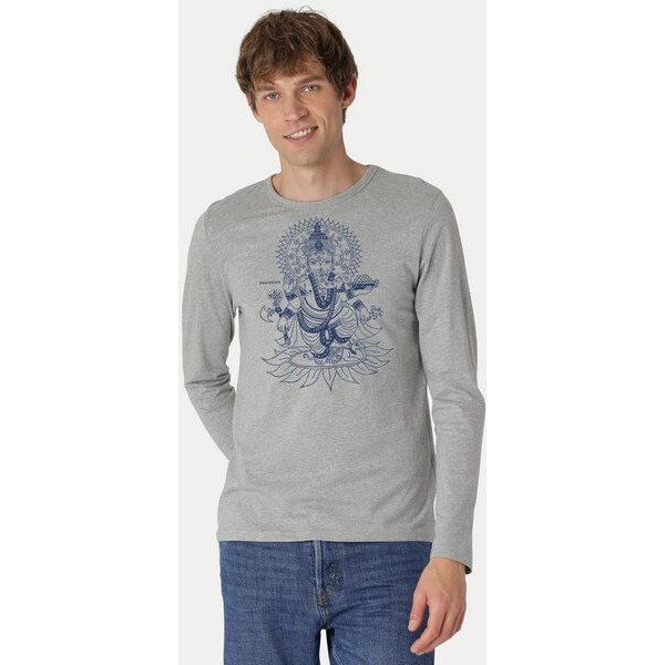 Peaces.bio - handbedruckte Biomode Bio-Herren-Langarmshirt Ganesha
