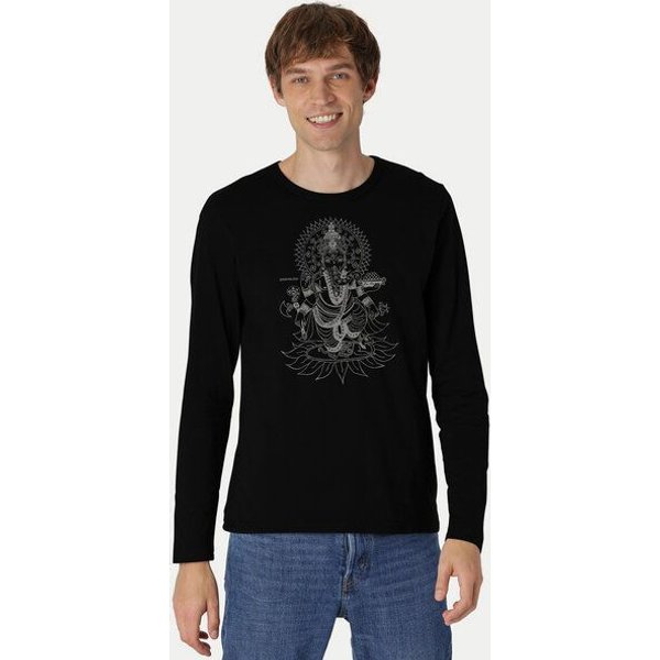 Peaces.bio - handbedruckte Biomode Bio-Herren-Langarmshirt Ganesha