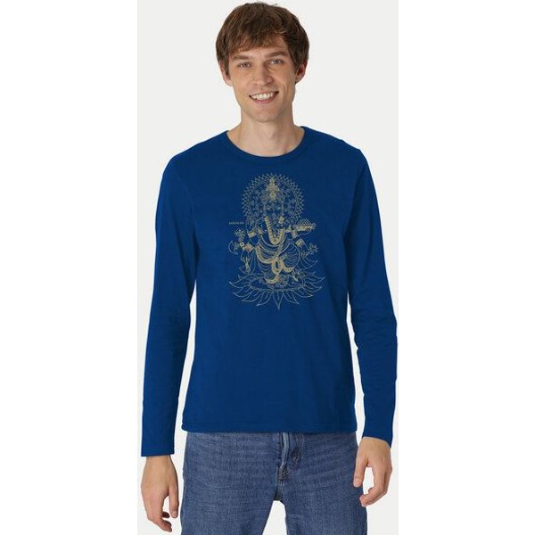 Peaces.bio - handbedruckte Biomode Bio-Herren-Langarmshirt Ganesha