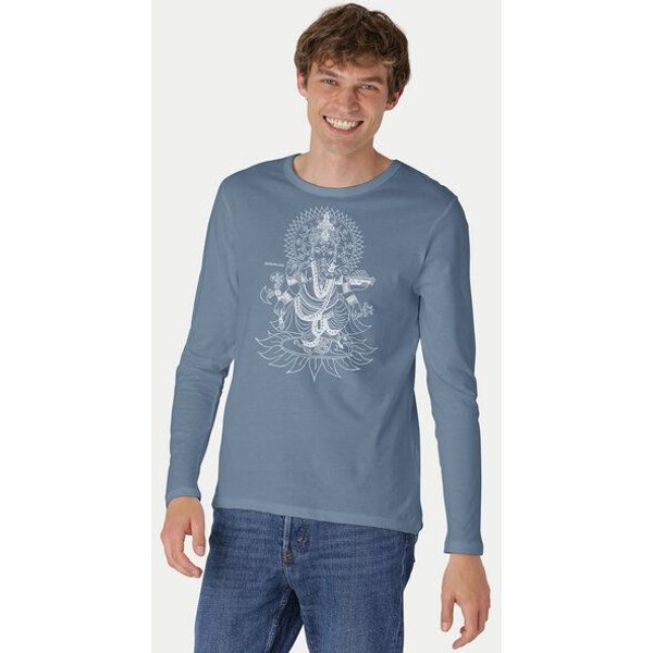 Peaces.bio - handbedruckte Biomode Bio-Herren-Langarmshirt Ganesha