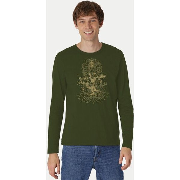 Peaces.bio - handbedruckte Biomode Bio-Herren-Langarmshirt Ganesha