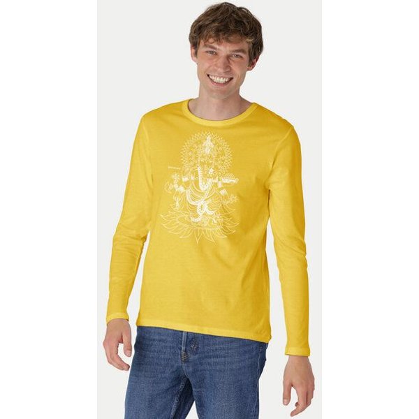 Peaces.bio - handbedruckte Biomode Bio-Herren-Langarmshirt Ganesha