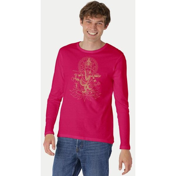 Peaces.bio - handbedruckte Biomode Bio-Herren-Langarmshirt Ganesha