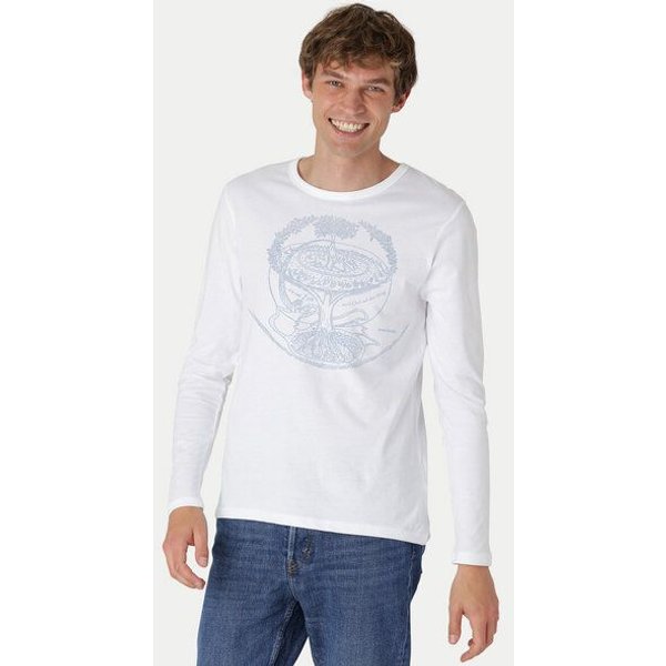 Peaces.bio - handbedruckte Biomode Bio-Herren-Langarmshirt "Weltenesche"