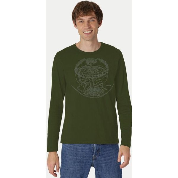 Peaces.bio - handbedruckte Biomode Bio-Herren-Langarmshirt "Weltenesche"