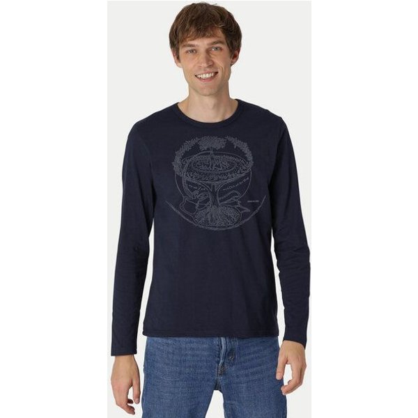 Peaces.bio - handbedruckte Biomode Bio-Herren-Langarmshirt "Weltenesche"