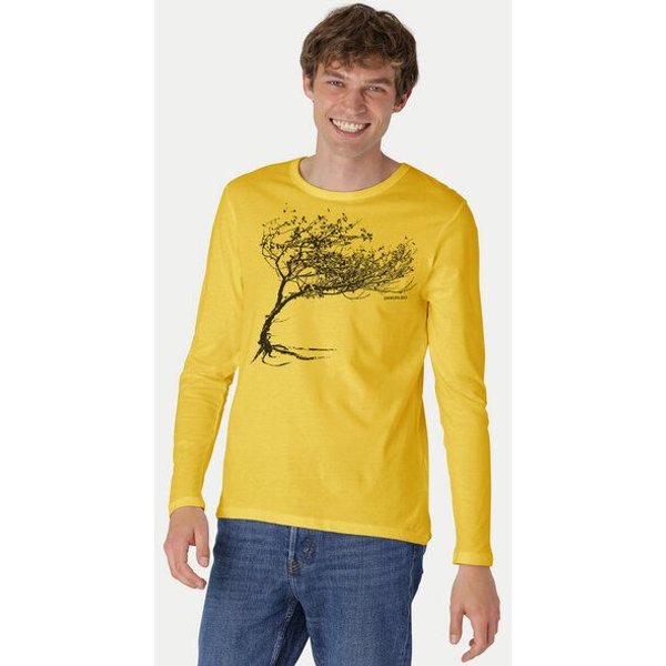Peaces.bio - handbedruckte Biomode Bio-Herren-Langarmshirt "Windy Tree"