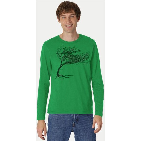 Peaces.bio - handbedruckte Biomode Bio-Herren-Langarmshirt "Windy Tree"