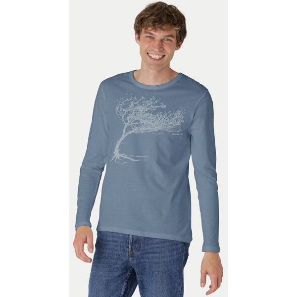 Peaces.bio - handbedruckte Biomode Bio-Herren-Langarmshirt "Windy Tree"