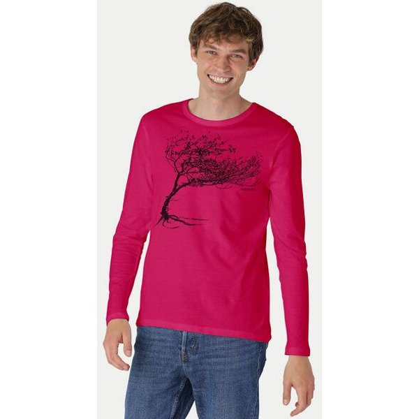 Peaces.bio - handbedruckte Biomode Bio-Herren-Langarmshirt "Windy Tree"