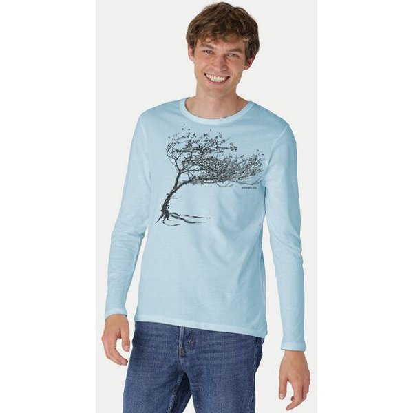 Peaces.bio - handbedruckte Biomode Bio-Herren-Langarmshirt "Windy Tree"
