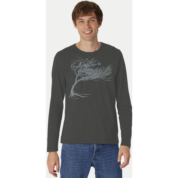 Peaces.bio - handbedruckte Biomode Bio-Herren-Langarmshirt "Windy Tree"