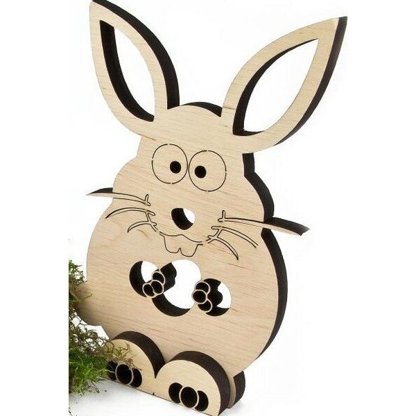 ReineNatur Osterhase – Erlenholz – lasergeschnitten – Größe: 19x11,5x2,5 cm,12 mm stark
