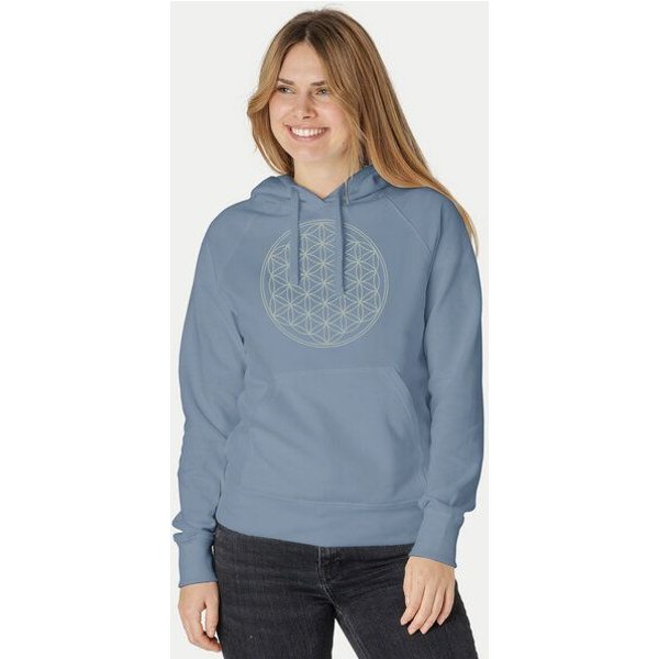 Peaces.bio - handbedruckte Biomode Bio-Damen-Kapuzensweater Die Blume des Lebens