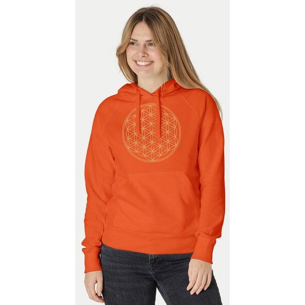 Peaces.bio - handbedruckte Biomode Bio-Damen-Kapuzensweater Die Blume des Lebens