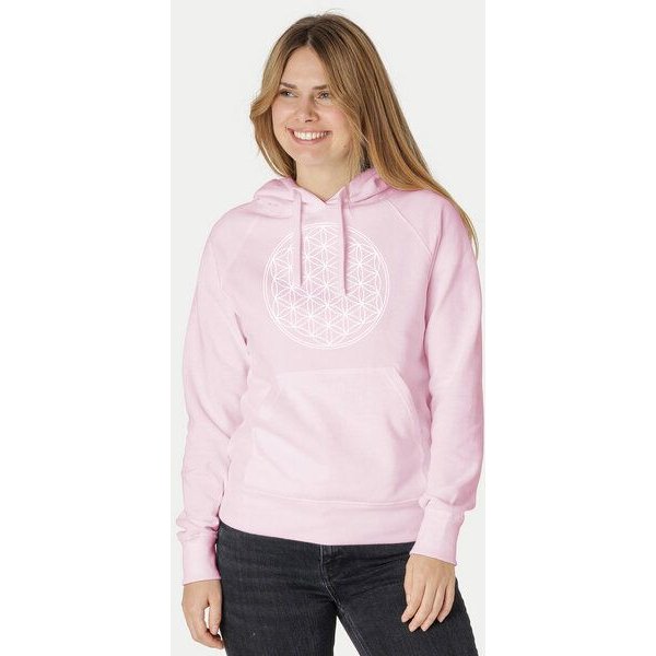Peaces.bio - handbedruckte Biomode Bio-Damen-Kapuzensweater Die Blume des Lebens