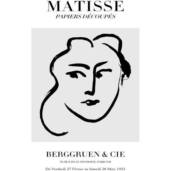 Photocircle Poster / Leinwandbild - Matisse – Frauengesicht schwarz-grau