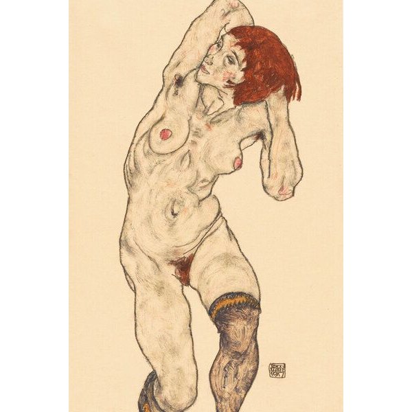 Photocircle Poster / Leinwandbild - Egon Schiele: Nude in Black Stockings