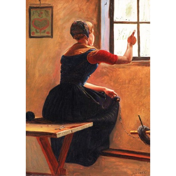 Photocircle Poster / Leinwandbild - Christen Dalsgaard: A Young Girl in Jutland Writing her Beloved's Name on a Misty Window