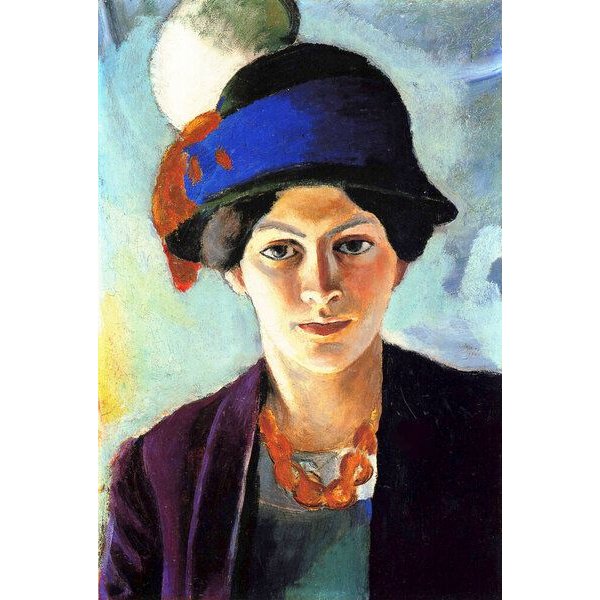 Photocircle Poster / Leinwandbild - August Macke: Porträt der Frau des Künstlers mit Hut