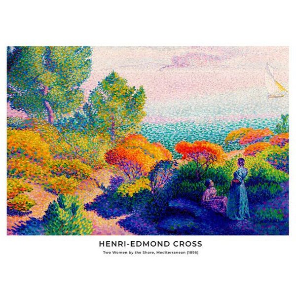 Photocircle Poster / Leinwandbild - Henri-Edmond Cross: Zwei Frauen am Ufer- Ausstellungsposter