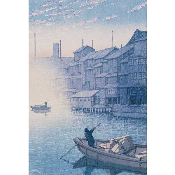 Photocircle Poster / Leinwandbild - Osaka Dotonbori no asa (Morning at Dotonbori in Osaka) by Hasui Kawase