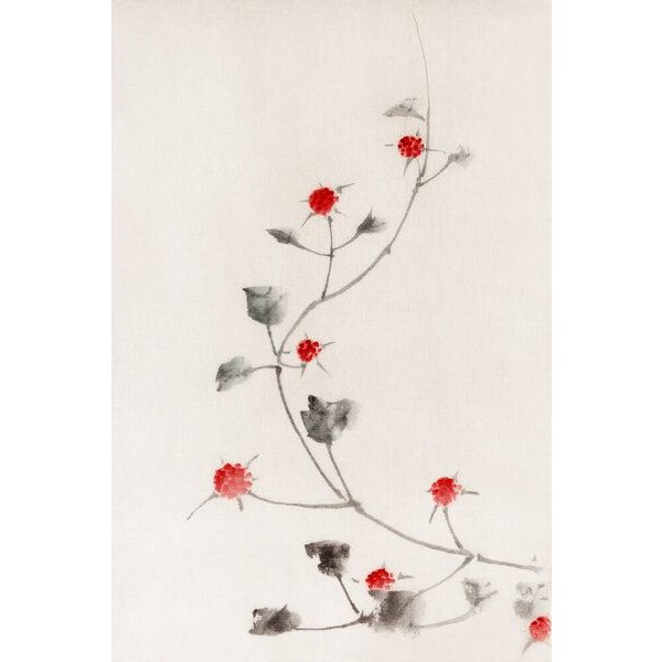 Photocircle Poster / Leinwandbild - Small Red Blossoms on a Vine by Katsushika Hokusai