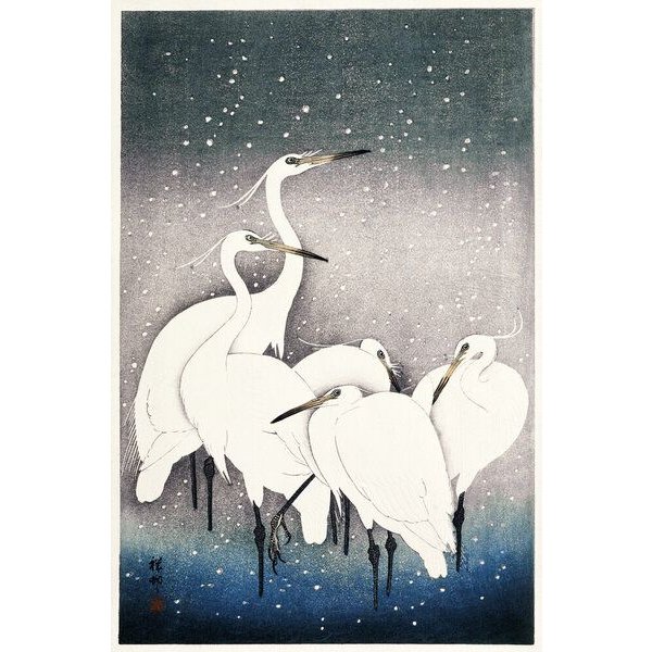 Photocircle Poster / Leinwandbild - Group of Egrets by Ohara Koson