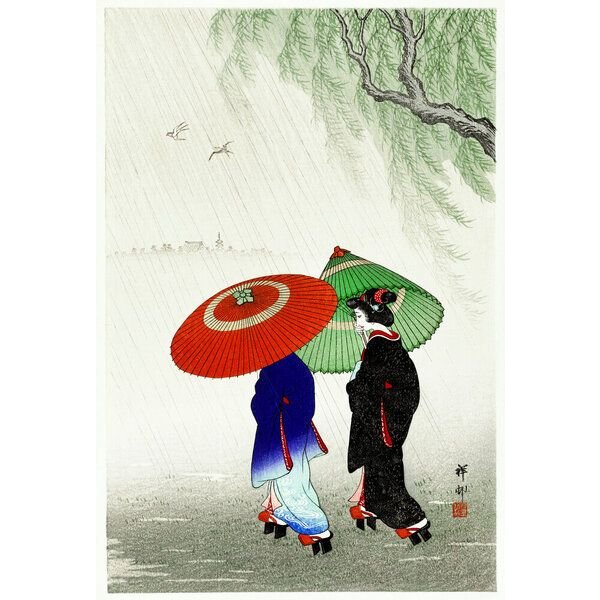 Photocircle Poster / Leinwandbild - Zwei Frauen im Regen von Ohara Koson