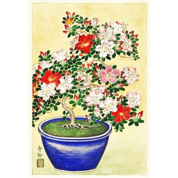 Photocircle Poster / Leinwandbild - Blühender Rhododendron von Ohara Koson