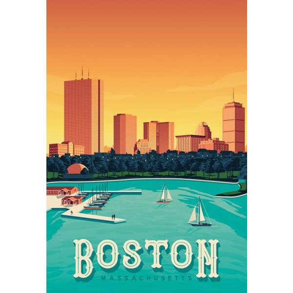 Photocircle Poster / Leinwandbild - Boston Vintage Travel Wandbild
