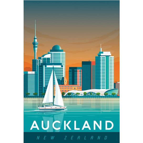 Photocircle Poster / Leinwandbild - Auckland Vintage Travel Wandbild