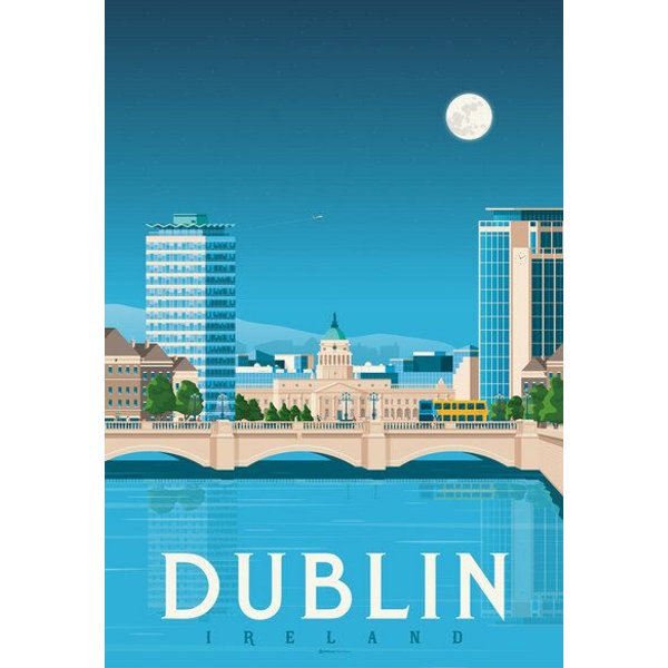 Photocircle Poster / Leinwandbild - Dublin Vintage Travel Wandbild