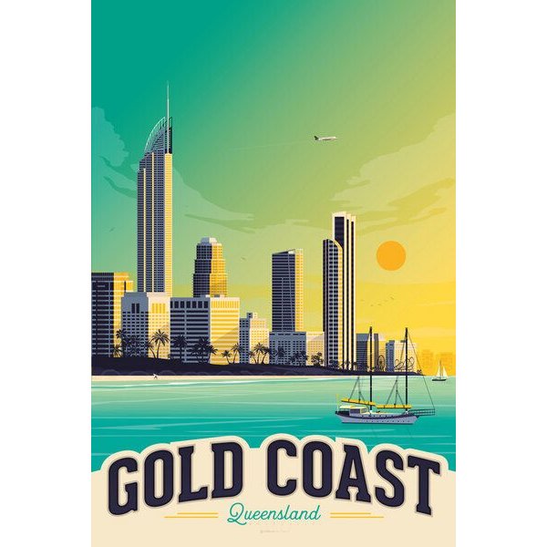 Photocircle Poster / Leinwandbild - Gold Coast Queensland Vintage Travel Wandbild