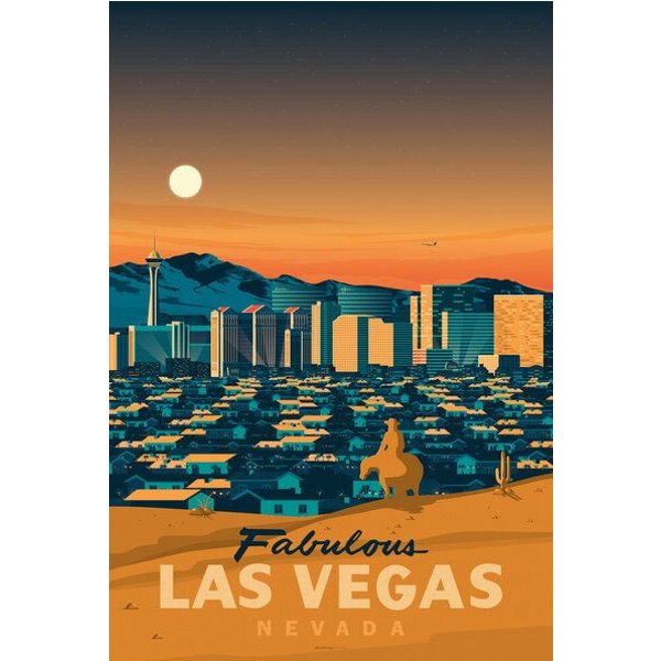Photocircle Poster / Leinwandbild - Las Vegas Nevada Vintage Travel Wandbild
