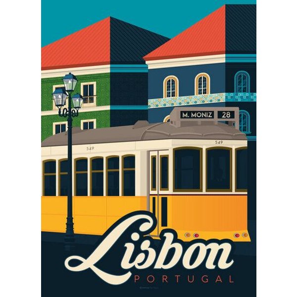 Photocircle Poster / Leinwandbild - Lissabon Vintage Travel Wandbild