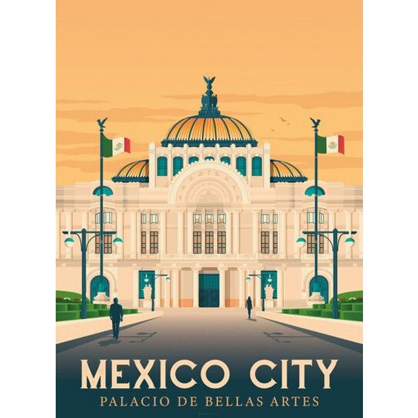 Photocircle Poster / Leinwandbild - Palacio Bellas Artes Mexiko City Vintage Travel Wandbild
