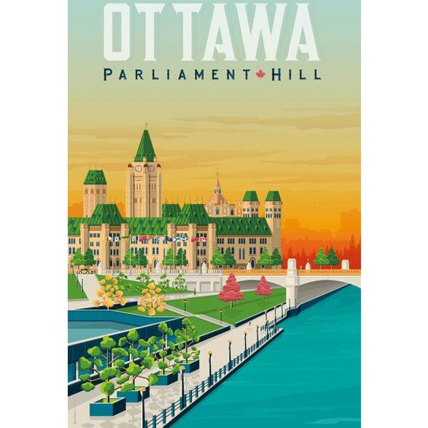 Photocircle Poster / Leinwandbild - Parliament Hill Ottawa Vintage Travel Wandbild