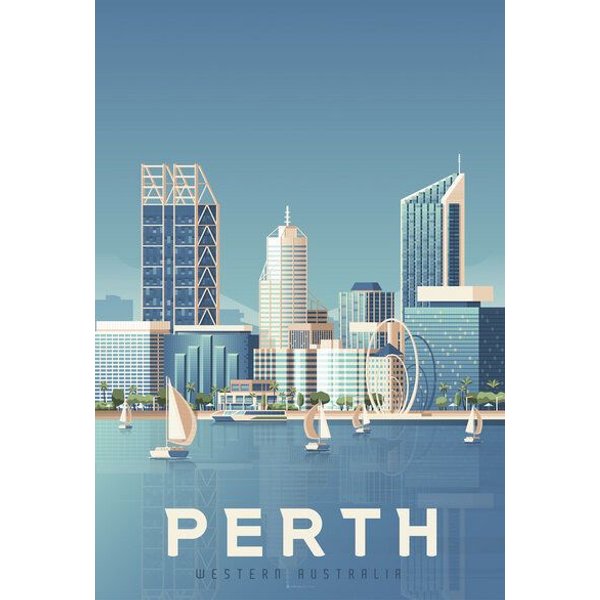 Photocircle Poster / Leinwandbild - Perth Vintage Travel Wandbild