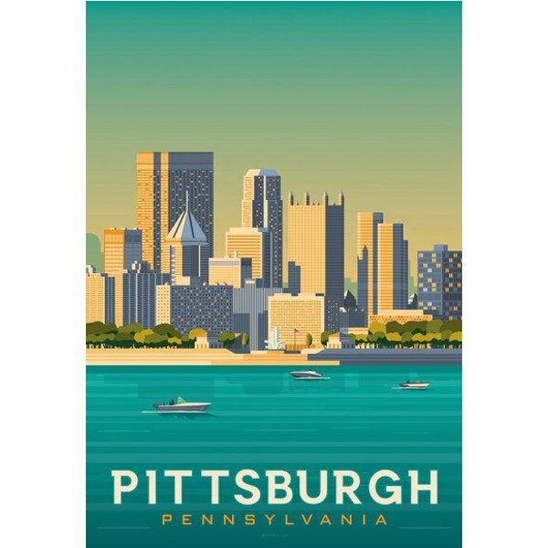Photocircle Poster / Leinwandbild - Pittsburgh Vintage Travel Wandbild