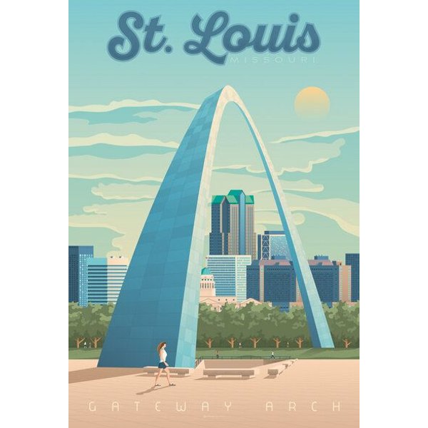 Photocircle Poster / Leinwandbild - Gateway Arch St. Louis Vintage Travel Wandbild