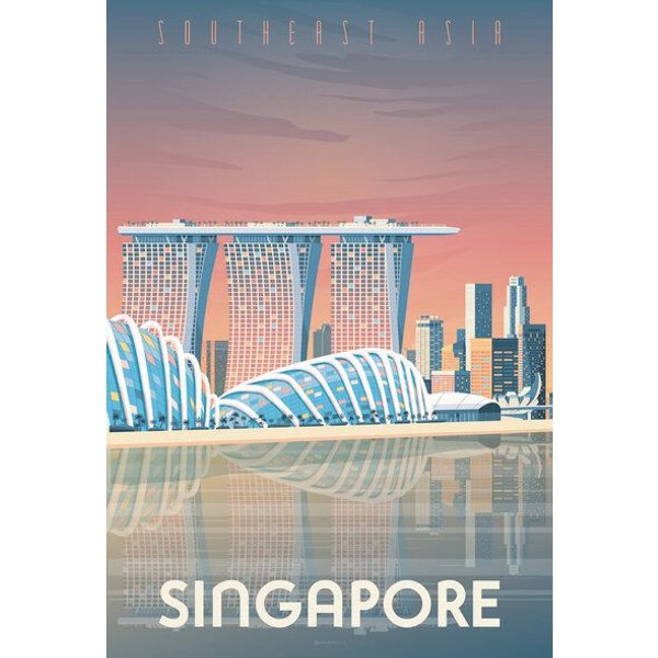 Photocircle Poster / Leinwandbild - Singapur Vintage Travel Wandbild