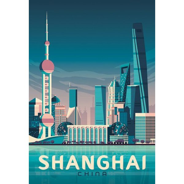 Photocircle Poster / Leinwandbild - Shanghai Vintage Travel Wandbild